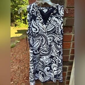 Crown & Ivy Navy and White Paisley Dress